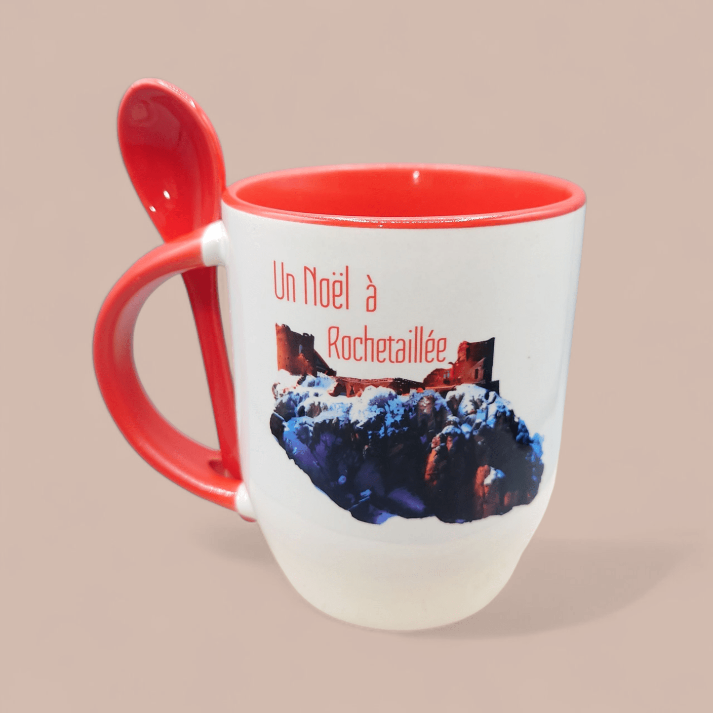 Mug cuillère Noël Château rouge