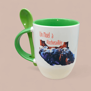 Mug cuillère Noël château vert
