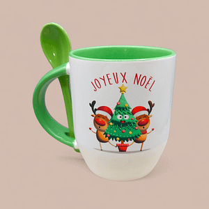Mug cuillère Noël Rennes vert