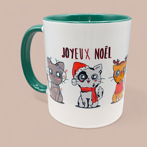 Mug Noël Chatons vert